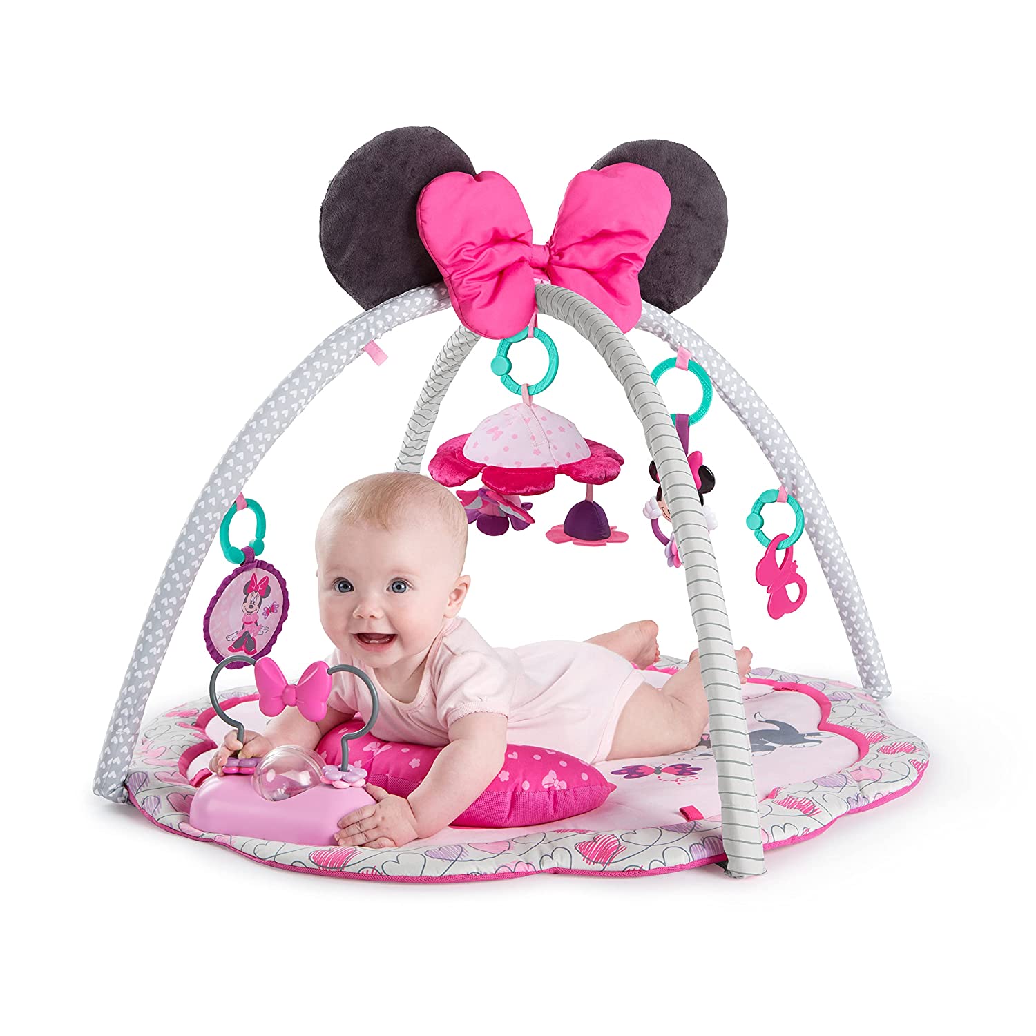 Bright Starts Disney Baby Minnie Mouse Garden Fun Activity Gym Play Mat with Melodies. Ages Newborn +
