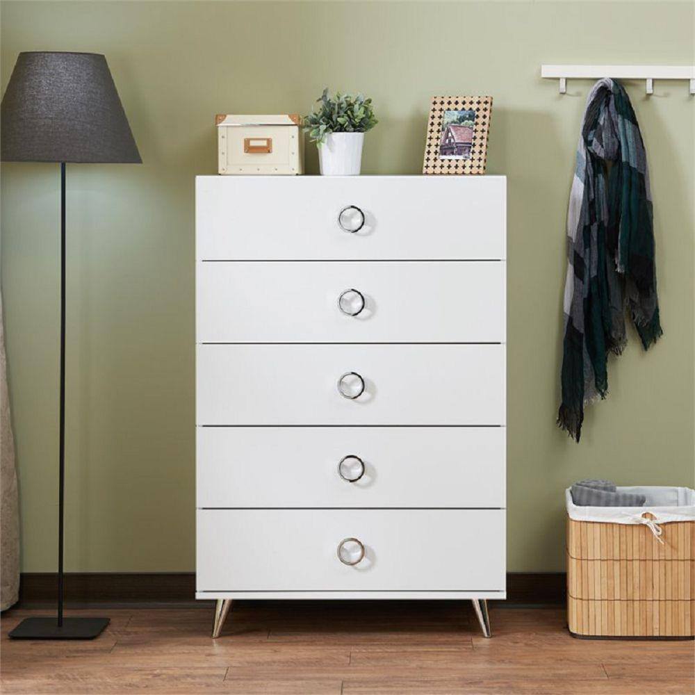 GOSALMON  5 Drawer White Chest of Drawers 474 in. H x 32 in. W x 17 in. D