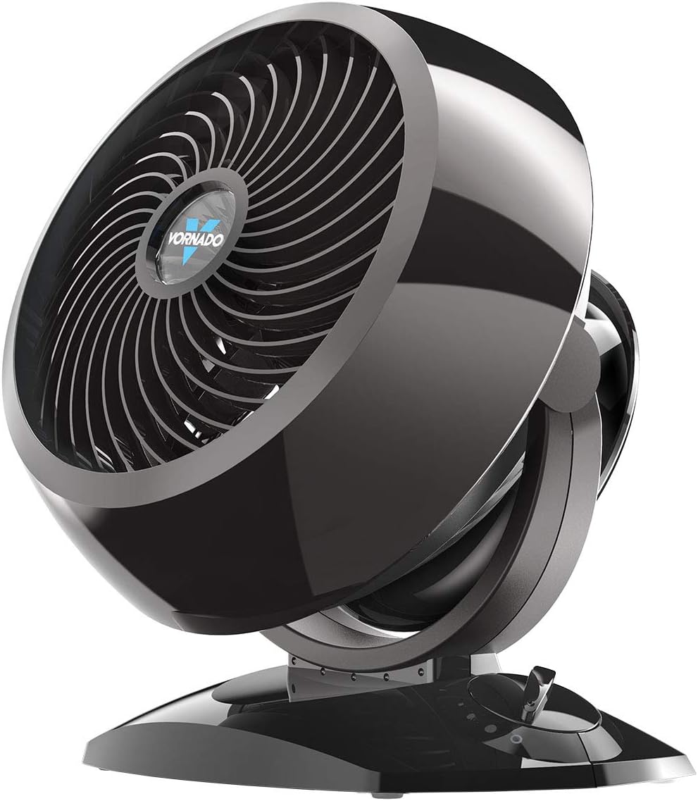 Vornado 5303 Small Whole Room Air Circulator Fan with Base-Mounted Controls. 3 Speed Settings. Multi-Directional Airflow. Removable Grill for Cleaning. Black