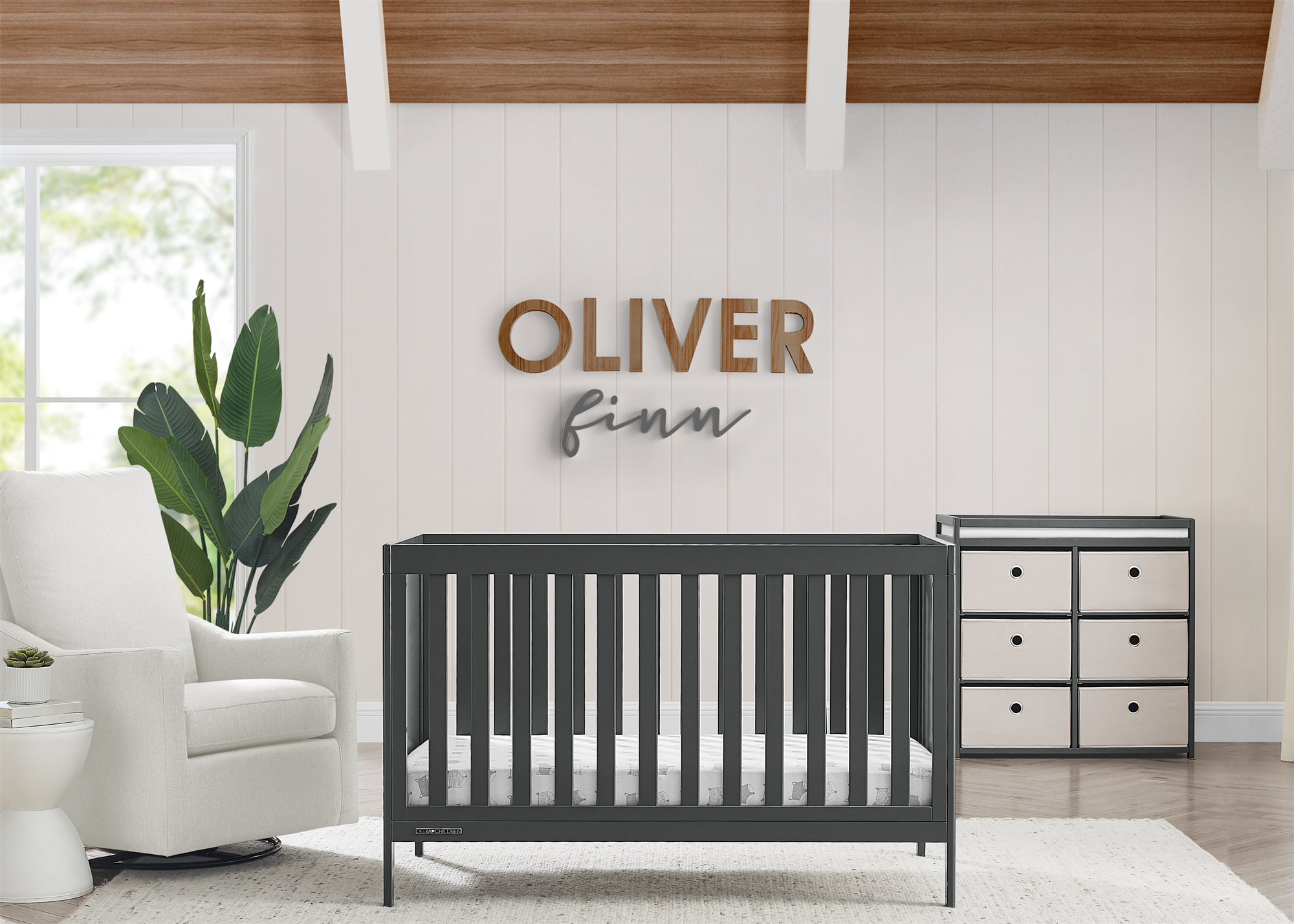 Delta Children Hayes 4-in-1 Convertible Baby Crib - Greenguard Gold Certified. Charcoal