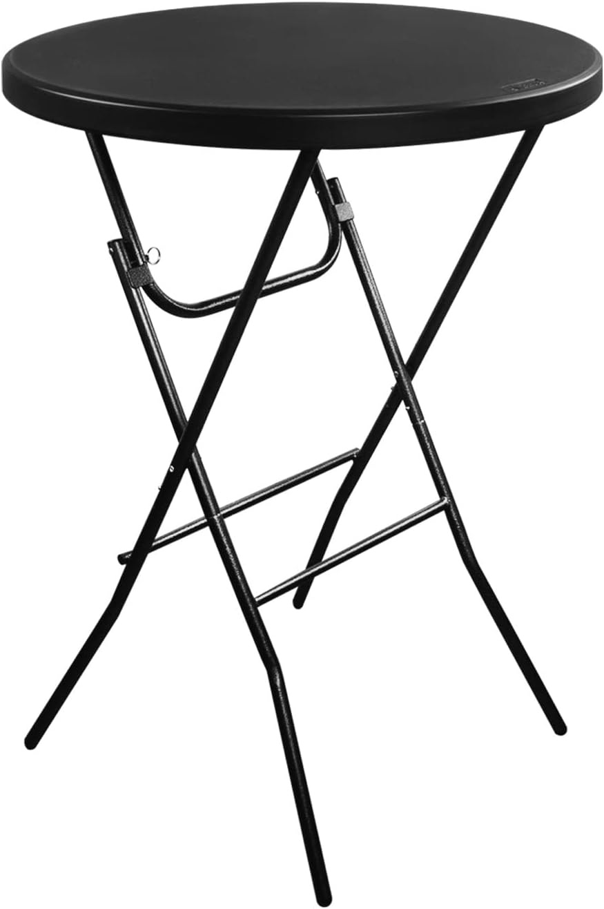 Byliable 32in Cocktail Table High Top Folding Table. Portable Bar Height Folding Table Round with Removable Legs. Indoor Outdoor Banquet Table for Parties. Commercial. Speech- Granite Black