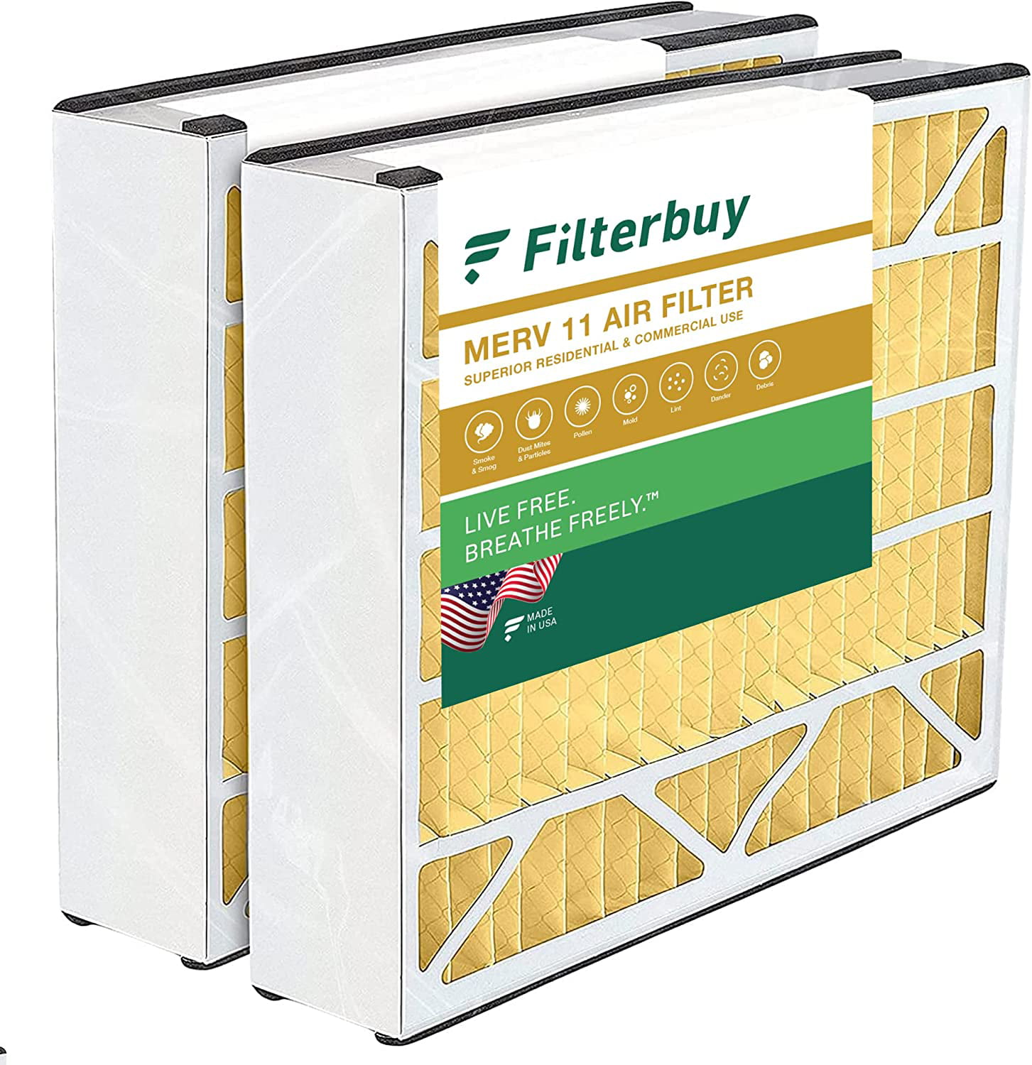 Filterbuy 20x25x5 MERV 11 Pleated HVAC AC Furnace Air Filters for Trion Air Bear. Air Kontrol. Generalaire. Payne. Skuttle. and Ultravation (2-Pack)
