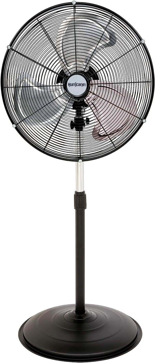 Hurricane Stand Fan - 20 Inch. Pro Series. High Velocity. Heavy Duty Metal For Industrial. Commercial. Residential. & Greenhouse Use - ETL Listed. Black