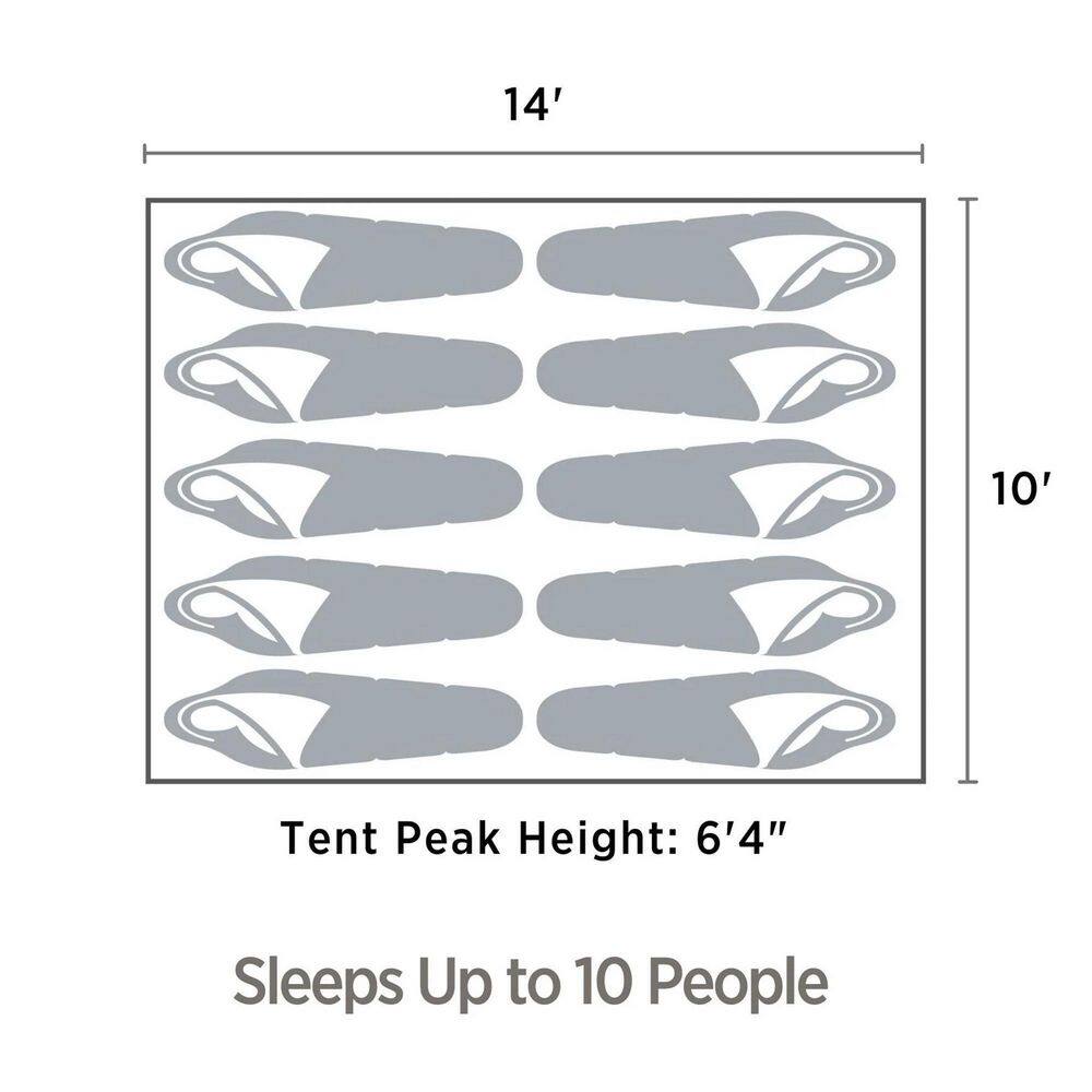 OUTBOUND CTI0763241B QuickCamp 10-Person 3-Season Blue Cabin Tent with Rainfly and Carry Bag
