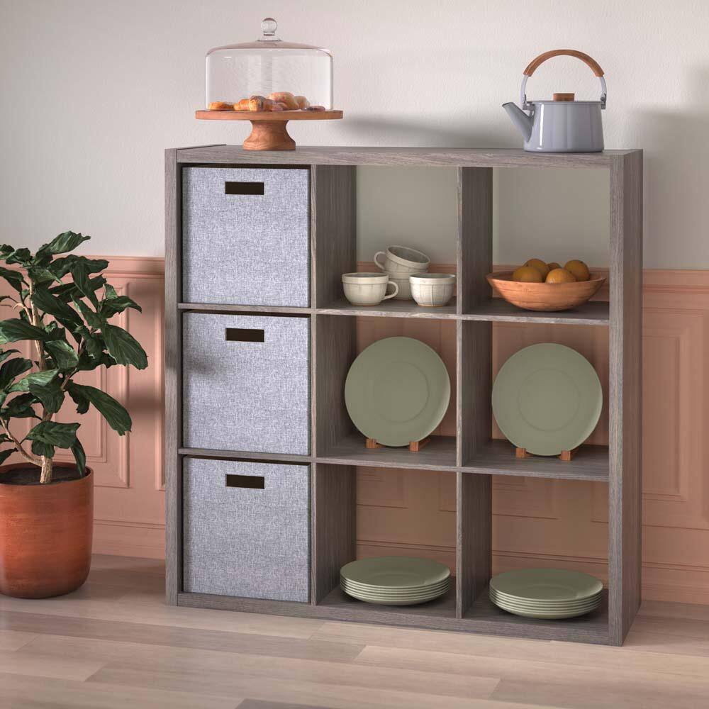 ClosetMaid 43.98 in. H x 43.82 in. W x 13.50 in. D Graphite Gray Wood Large 9- Cube Organizer