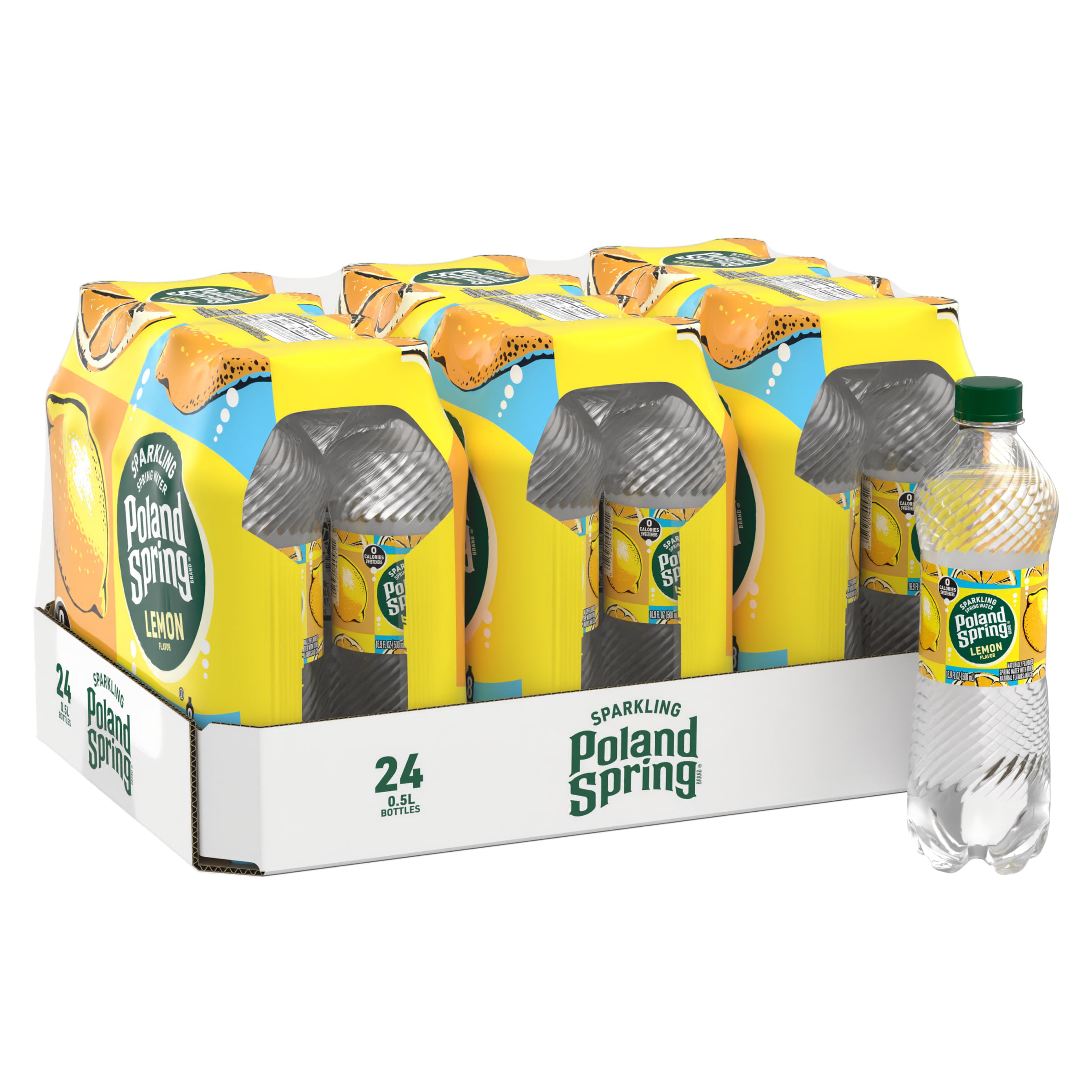 Poland Spring Sparkling Water. Lively Lemon. 16.9 oz. Bottles (24 Count)