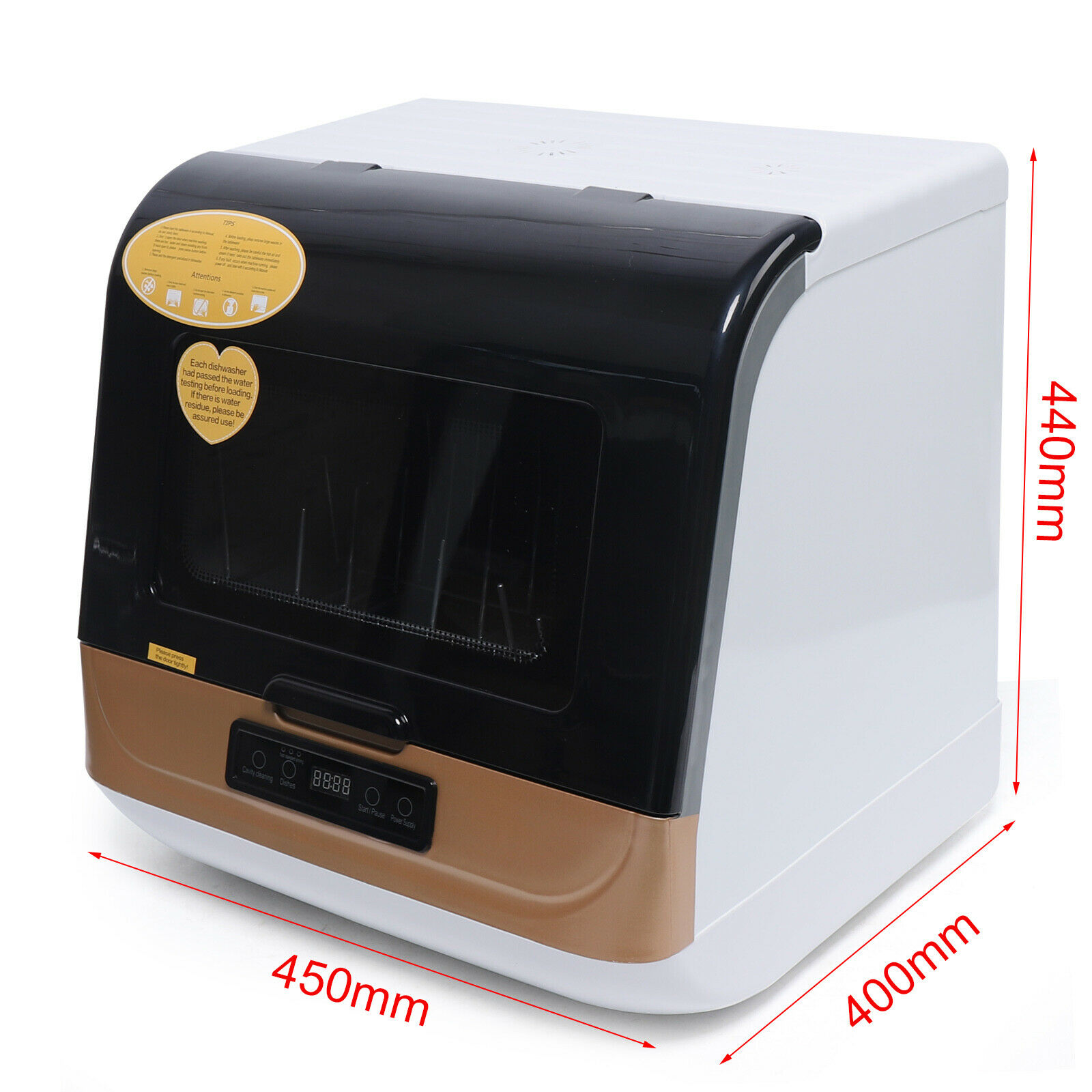 TFCFL Portable Countertop Dishwasher 4 Washing Program Spray Wash with Drying Function