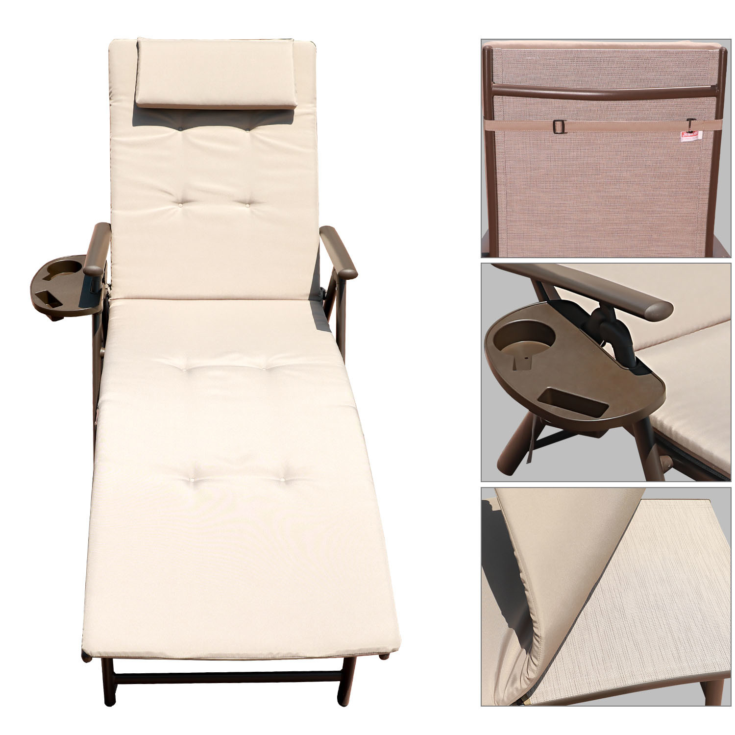 Outdoor Lightweight Folding Chaise Lounge Chair For Patio Lawn Beach Pool Side Sunbathing