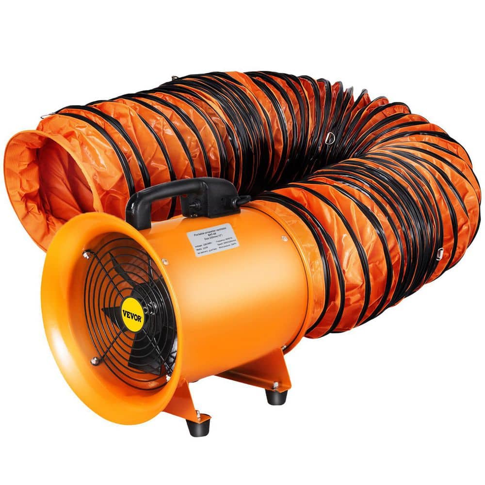 VEVOR GYGFJ10YCD10MG001V1 Utility Pivoting Blower Fan 10 in. 320 Watt High Velocity Ventilator 1518 CFM with 32.8 ft. Duct Hose for Home JobSite