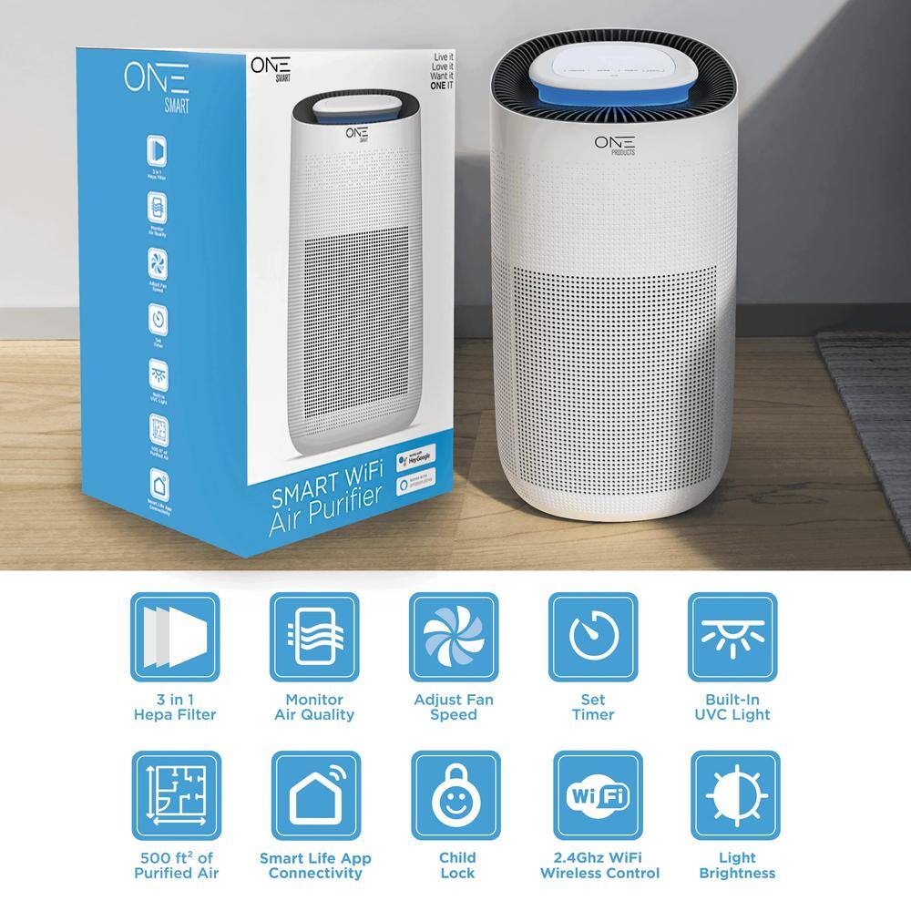One Smart Consumer Electronics Gear OSAP01 Athena Smart Air Purifier with Voice Control HEPA Filter Included. Compatible with Google Assistant and Alexa with App