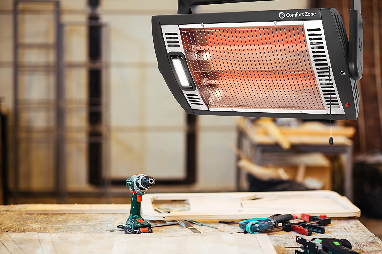 Comfort Zone CZQTV5M Ceiling Mounted Radiant Quartz Heater with Halogen Light Included