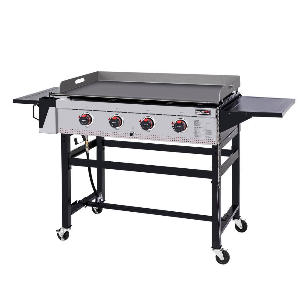 Royal Gourmet GB4003 36 in. 4-Burner Flat Top Gas Grill Griddle Liquid Propane Outdoor Griddle Station. 52.000 BTU in Black