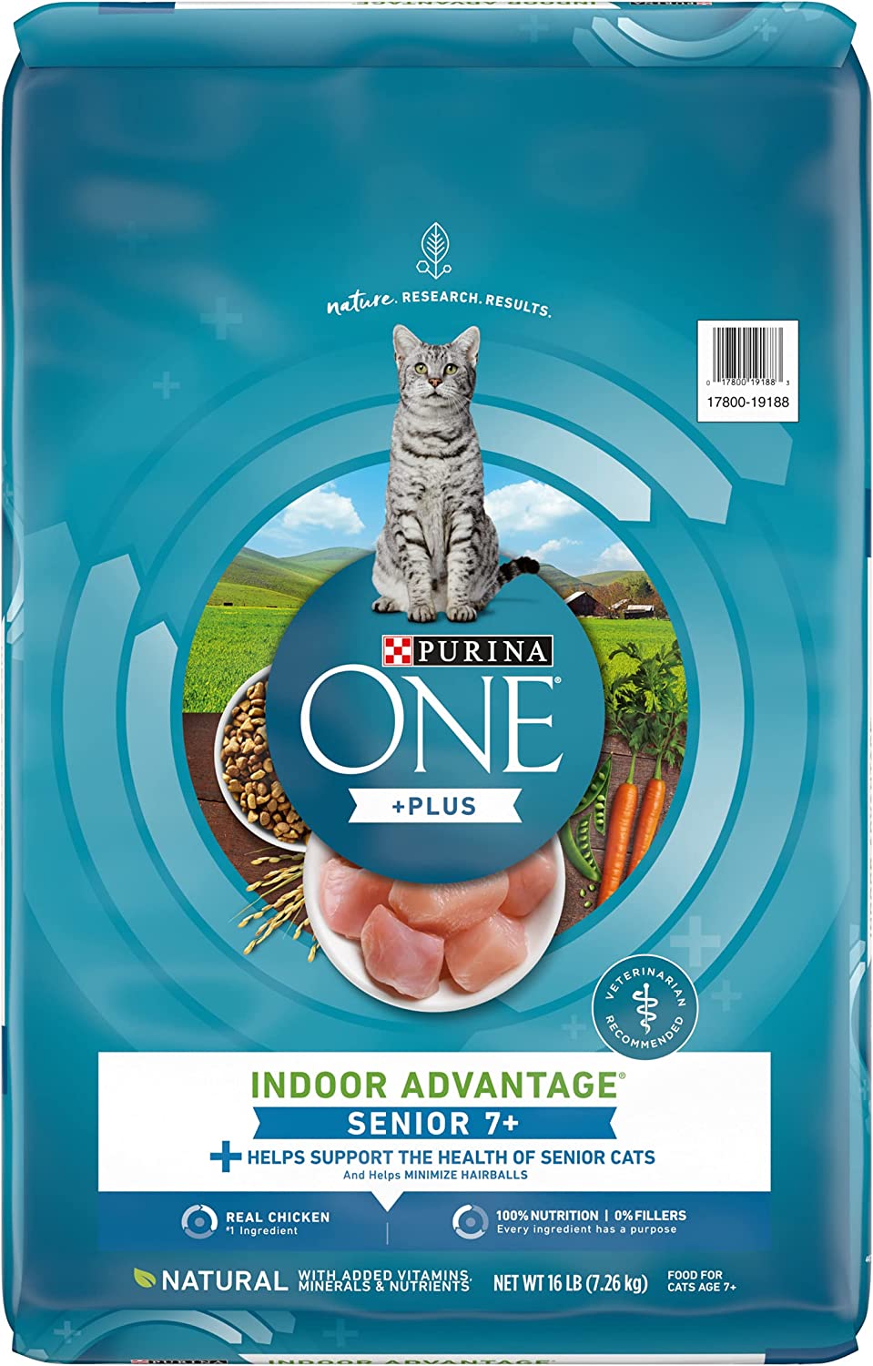 Purina ONE High Protein. Natural Senior Dry Cat Food. Indoor Advantage Senior+ 16 lb. Bag
