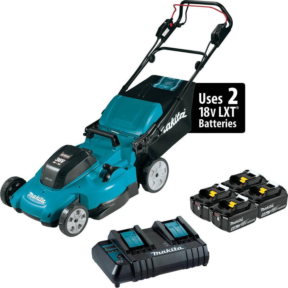 Makita XML11CT1 18-Volt X2 (36V) LXT Lithium-Ion Cordless 21 in. Walk Behind Self-Propelled Lawn Mower Kit w/4 Batteries (5.0Ah)