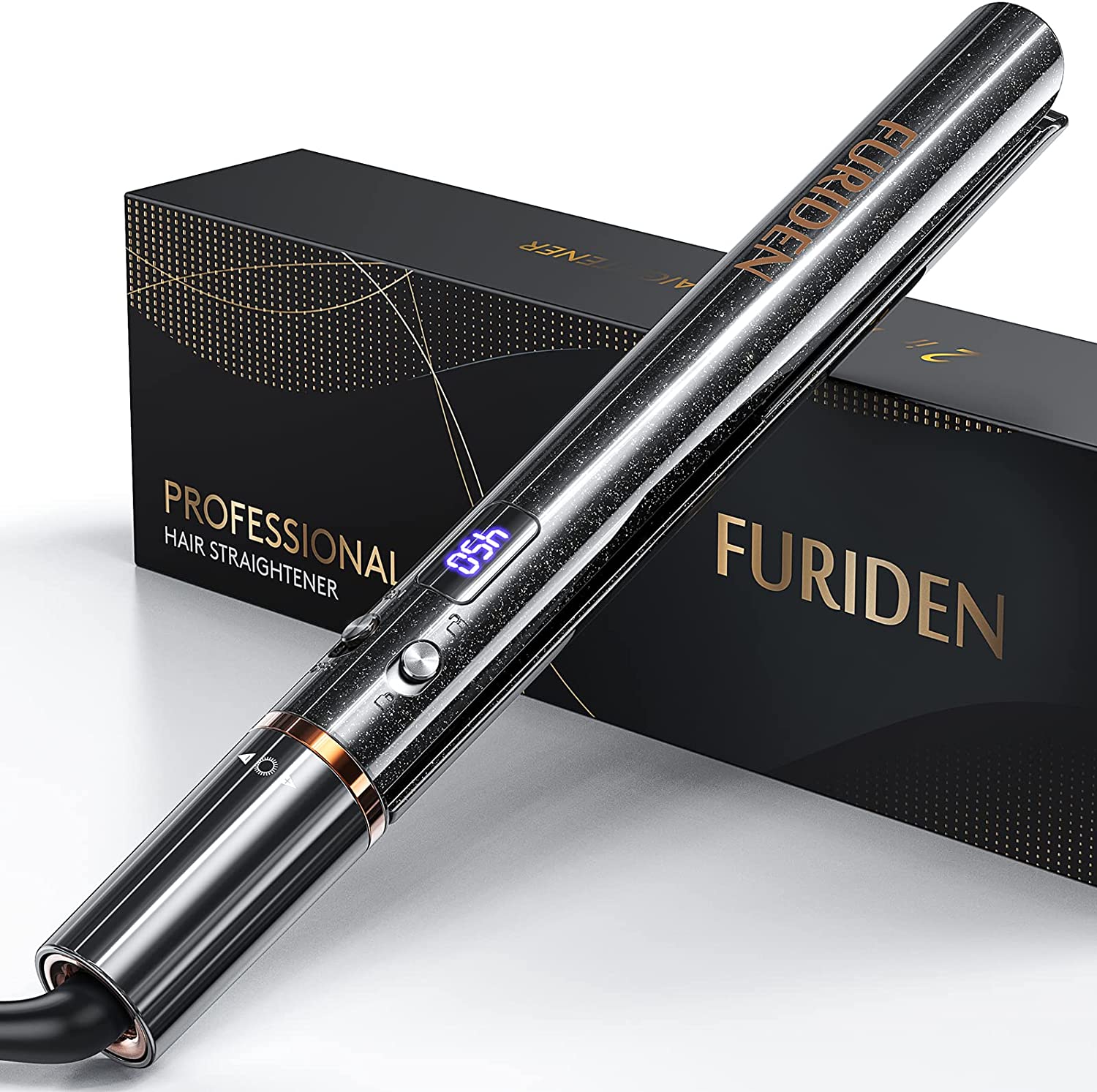 FURIDEN Pro Hair Straightener and Curler 2 in 1. Straightener and Curling Iron in One. Flat Iron Hair Straightener. Flat Irons for African American Hair. Curling Straightening Iron-1 inch/Black