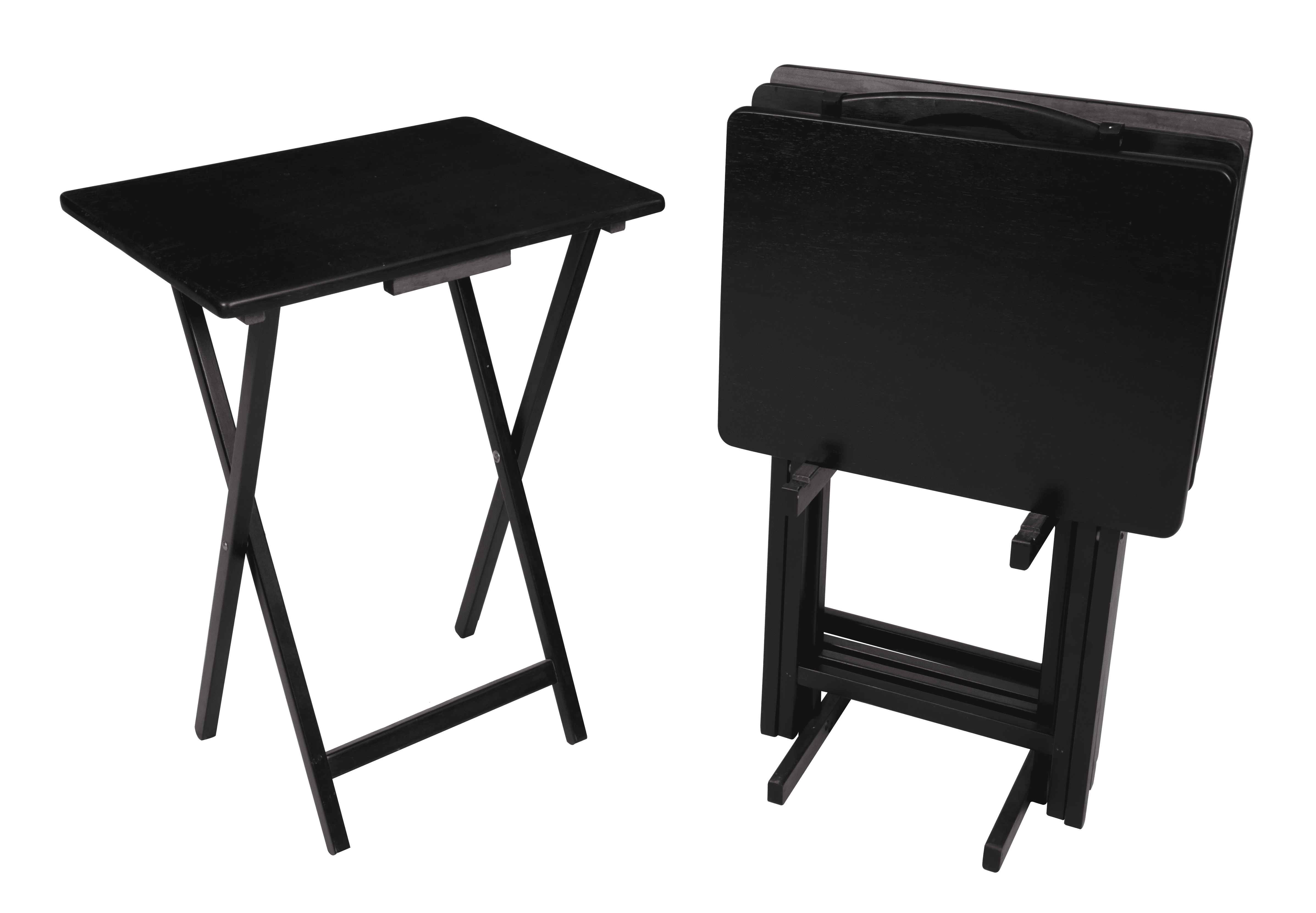 Mainstays Black 5-Piece Folding TV Tray Table Set. 19 x 15 x 26 Inch