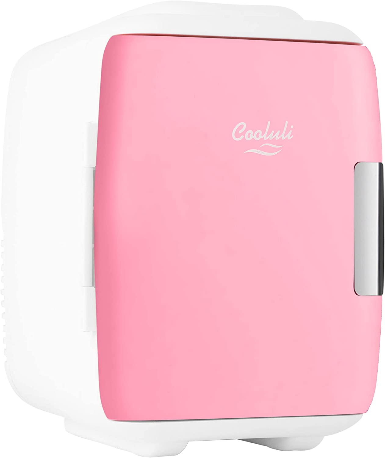 Cooluli Skincare Mini Fridge for Bedroom - Car. Office Desk & Dorm Room - Portable 4L/6 Can Electric Plug In Cooler & Warmer for Food. Drinks. Beauty & Makeup - 12v AC/DC & Exclusive USB Option. Pink