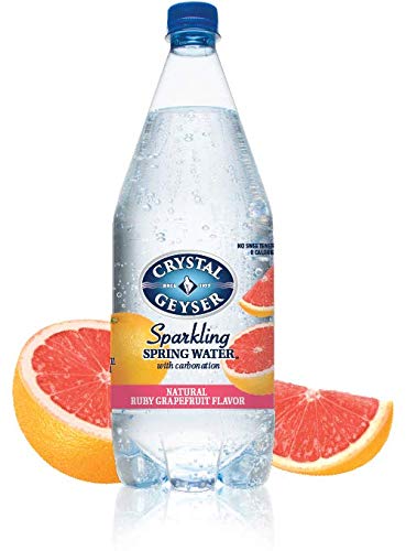 Crystal Geyser Natural Ruby Grapefruit Flavored Sparkling Spring Water | 12 Pack | 1.25 Liter PET Plastic Bottles