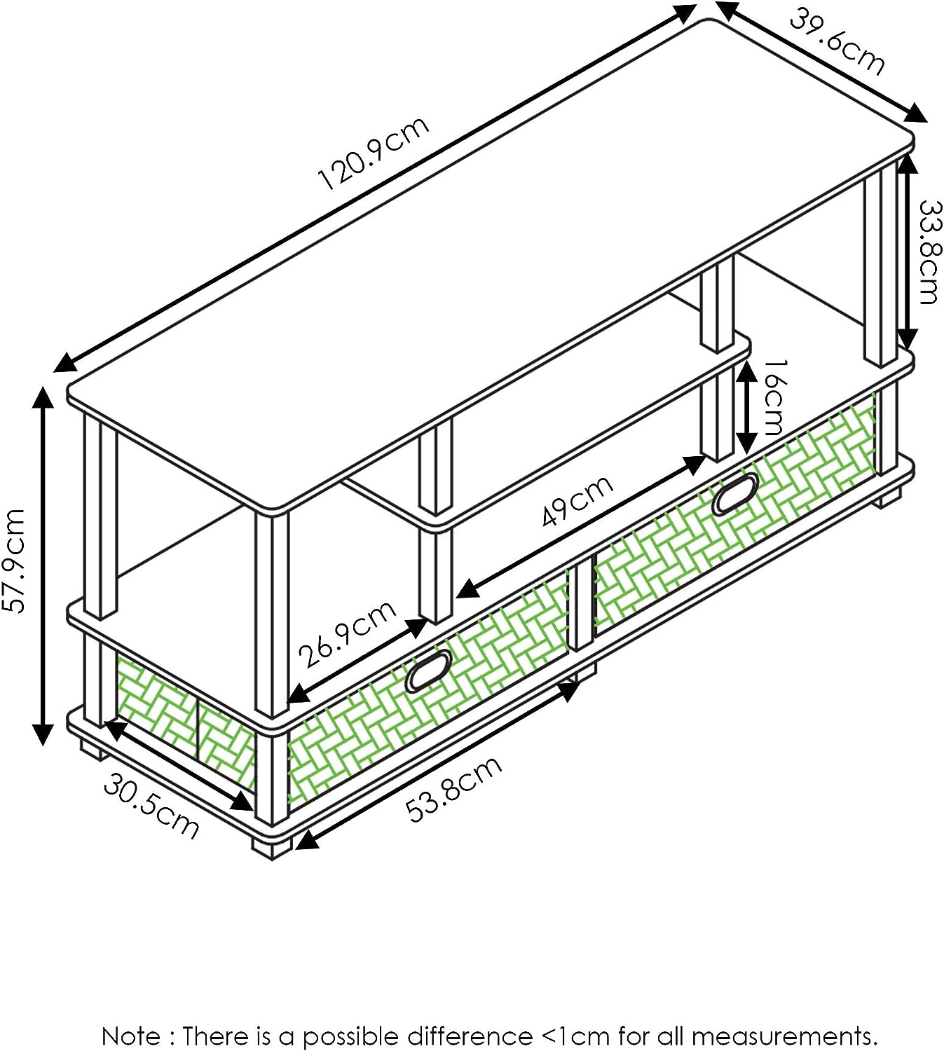 Furinno JAYA Large Stand for up to 50-Inch TV. Columbia Walnut/Black/Dark Brown