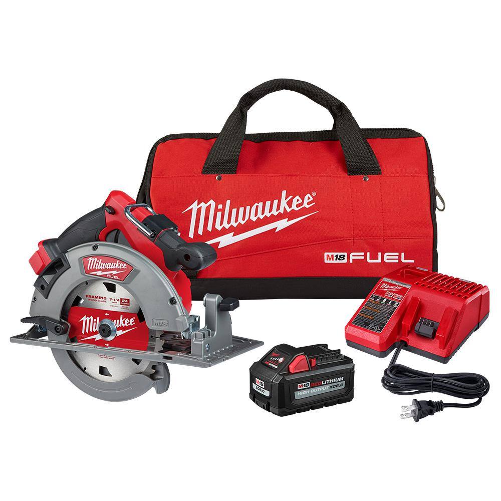 Milwaukee 2732-21HO M18 FUEL 18-Volt Lithium-Ion Brushless Cordless 7-1/4 in. Circular Saw Kit with One 6.0Ah Battery. Charger. Case