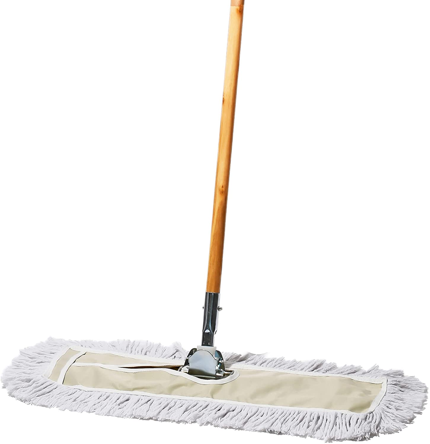 Tidy Tools Commercial Dust Mop & Floor Sweeper – 24 x 5 in. Cotton Reusable Mop Head. Wooden Broom Handle. & Metal Frame – Industrial Dust Mops for Floor Cleaning & Janitorial Supplies