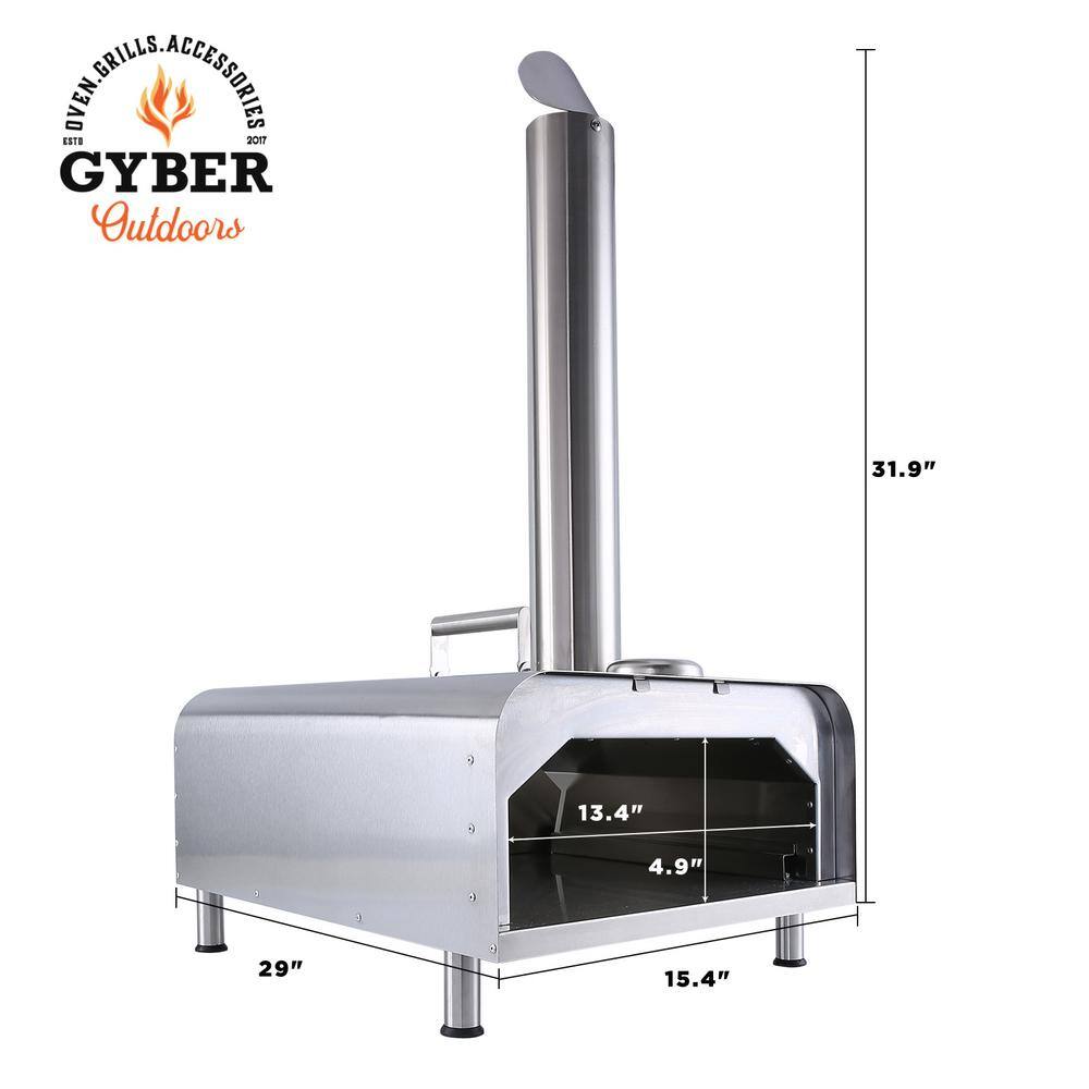 GYBER GYB-9075-GB040B Fremont 29 in. Wood Pellets Outdoor Pizza Oven in Stainless Steel