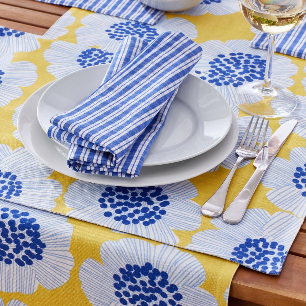 The Company Store  Art Deco Floral 16 in. X 90 in. Yellow Multi 01 Geometric Cotton Table Runner