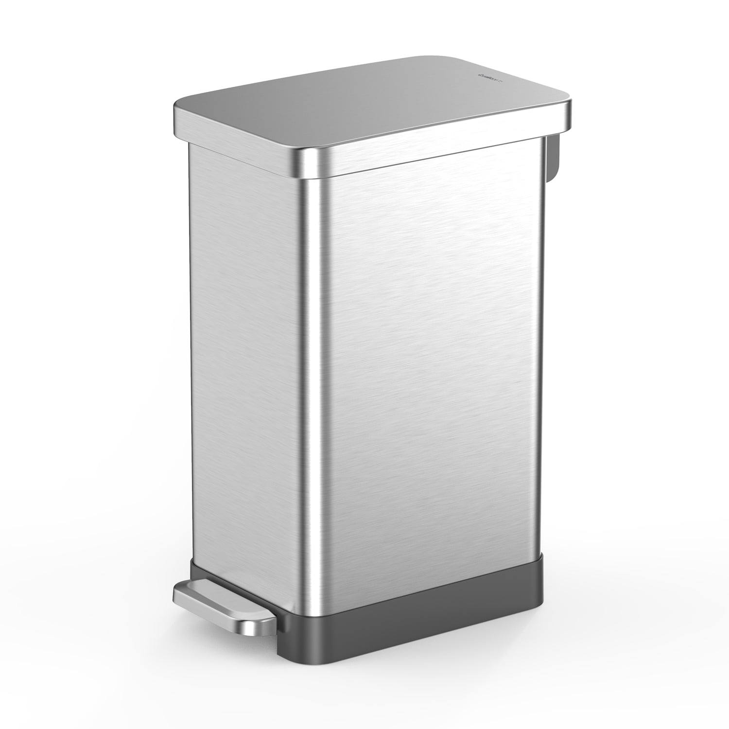 Qualiazero 13.2 Gallon Trash Can. Stainless Steel Step On Slim Kitchen Trash Can. Silver