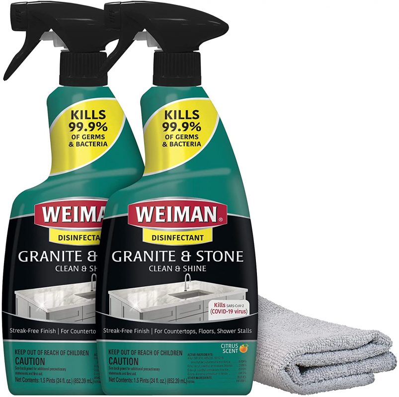 Weiman Disinfectant Granite Daily Clean & Shine (2 Pack with Polishing Cloth)