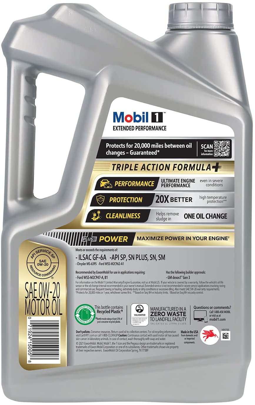Mobil 1 Extended Performance Full Synthetic Motor Oil 0W-20. 5 Quart