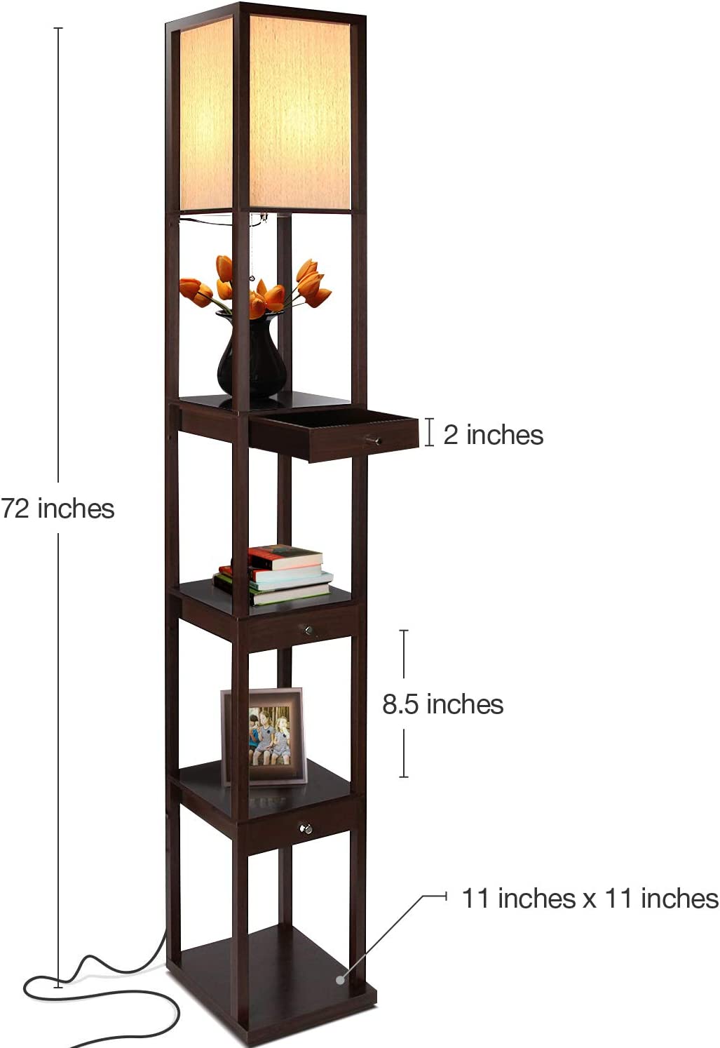Brightech  72-in Havana Brown Shelf Floor Lamp