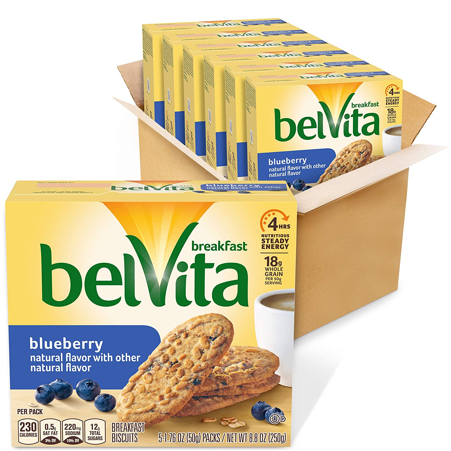 Belvita Blueberry Breakfast Biscuits. 6 Boxes of 5 Packs