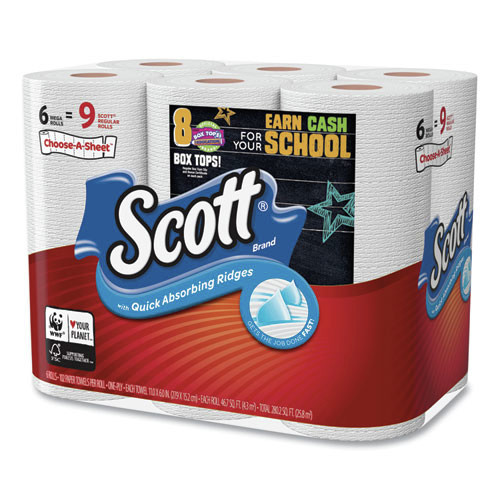 Scott 16447 Choose-a-Size Mega Rolls - White (102 Sheets/Roll. 6 Rolls/Pack. 4 Packs/Carton)