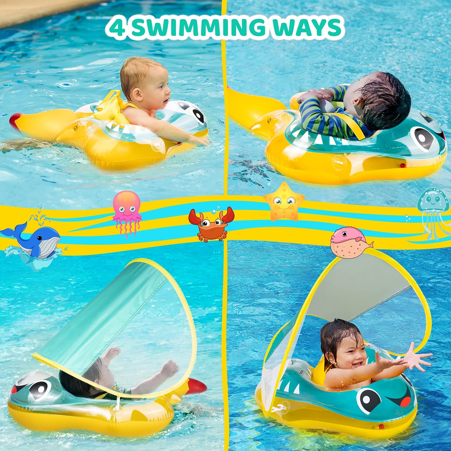 Baby Pool Float Inflatable Baby Float for Age of 10-24 Months Babies. Large