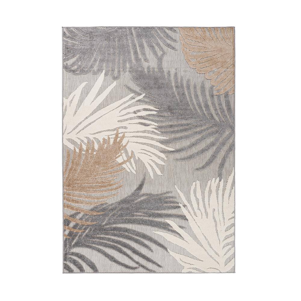 World Rug Gallery  Gray 7 ft. 10 in. x 10 ft. Contemporary Tropical Large Floral Indoor/Outdoor Area Rug