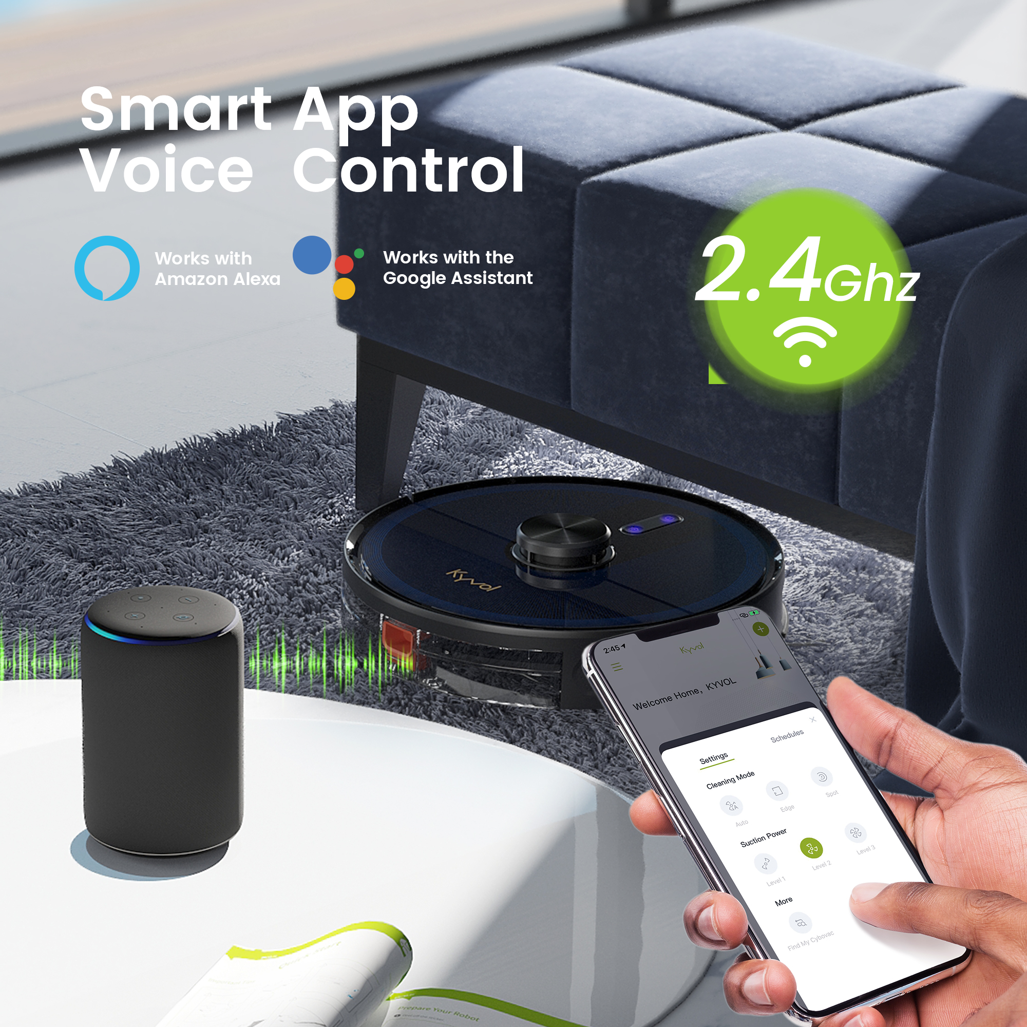 Kyvol L20-BU Kyvol Cybovac L20 LDS laser navigation Robot Vacuum Cleaner. Black