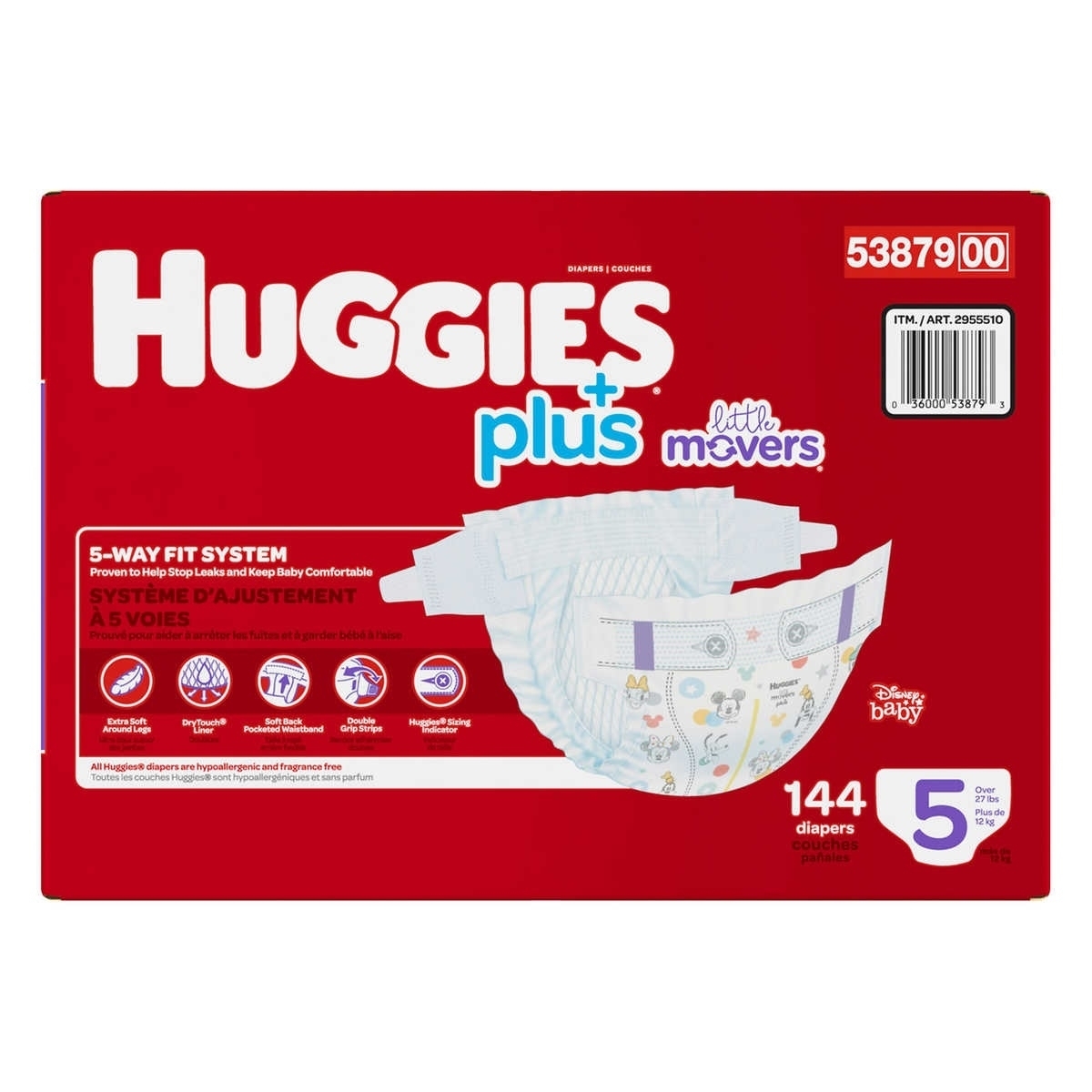 Huggies Plus Diapers. Size 5 (27+ Pounds). 144 Count