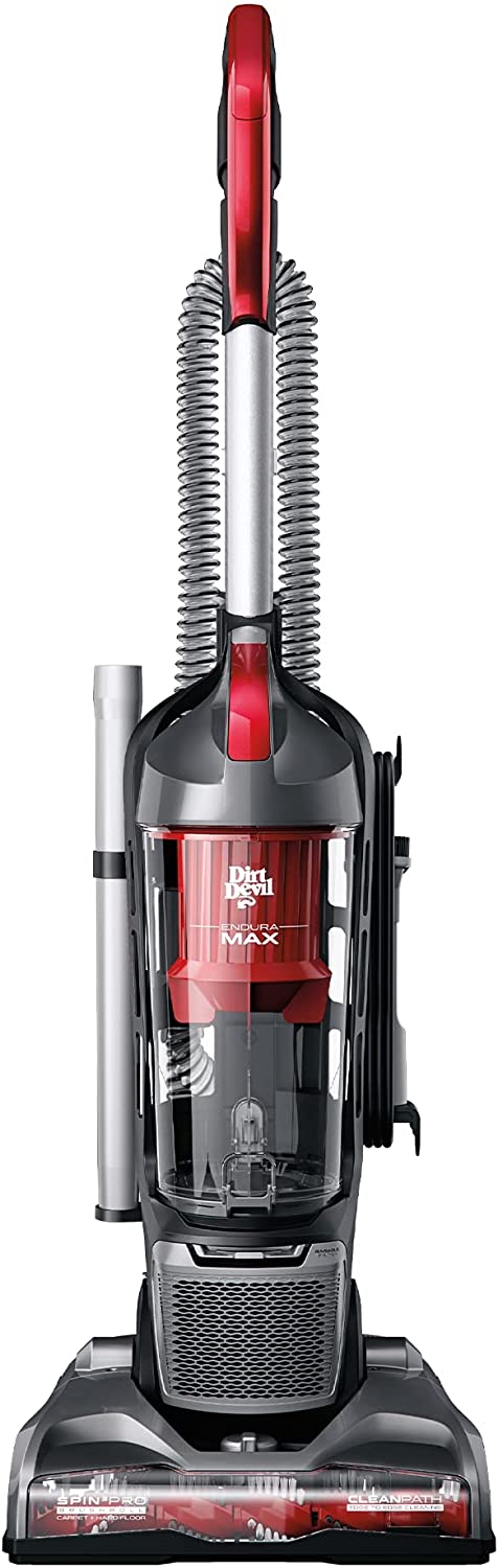 Dirt Devil UD70174B Endura Max Upright Bagless Vacuum Cleaner for Carpet and Hard Floor. Powerful. Lightweight. Corded. Red