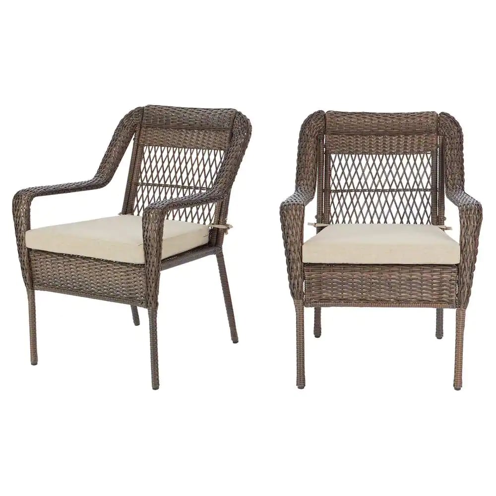 StyleWell Mix and Match Wicker  Lounge Chair with Putty Tan Cushions (2-Pack)