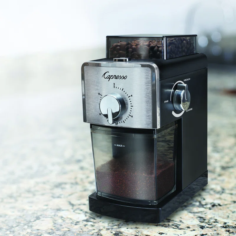 Capresso Burr Grinder. Black. 10Hx8Lx6W