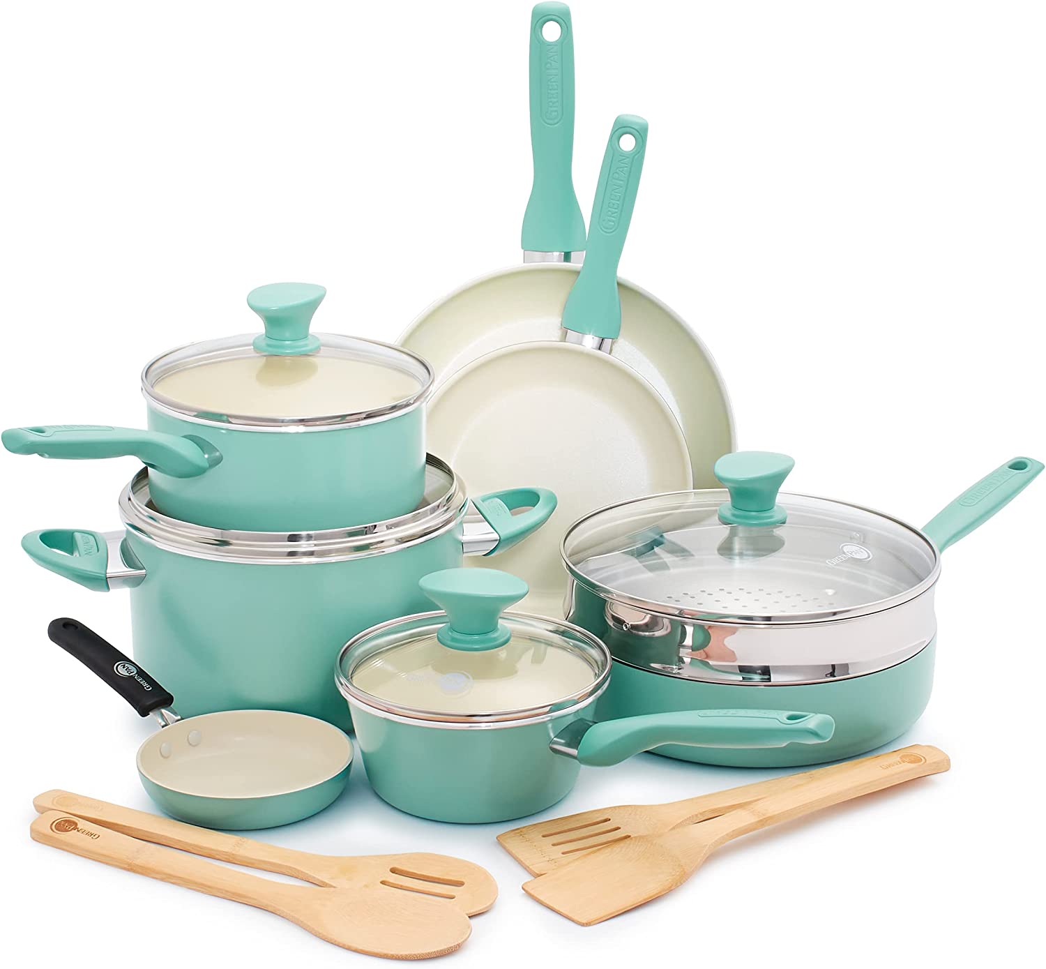 Greenpan  Rio 16pc Ceramic Nonstick Cookware Set. Turquoise