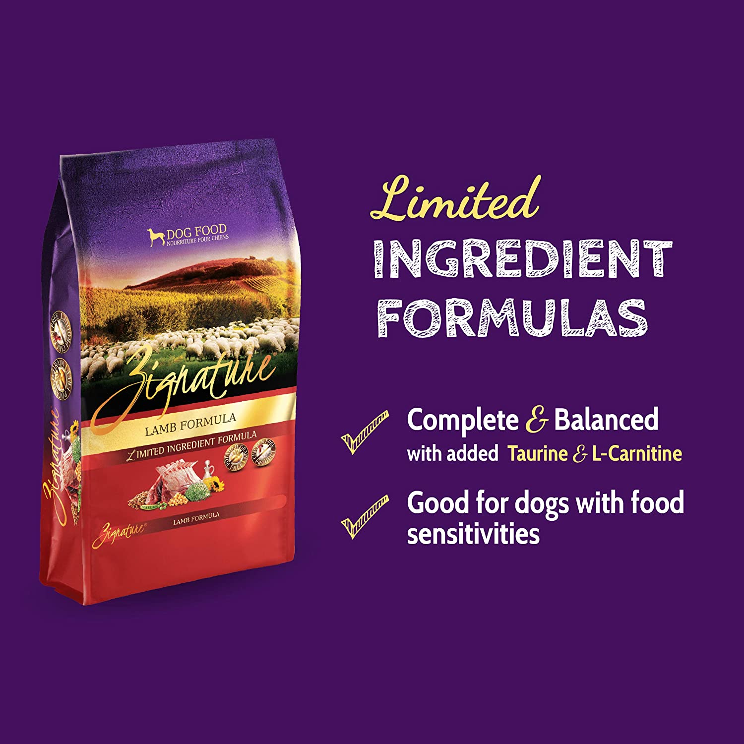 Zignature Lamb Limited Ingredient Formula With Probiotics Dry Dog Food 12.5 Pound (Pack of 1)