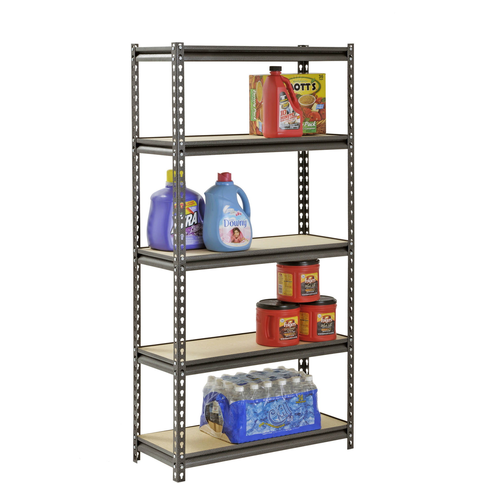 Muscle Rack 30″W x 12″D x 60″H 5-Shelf Steel Freestanding Shelves. Silver