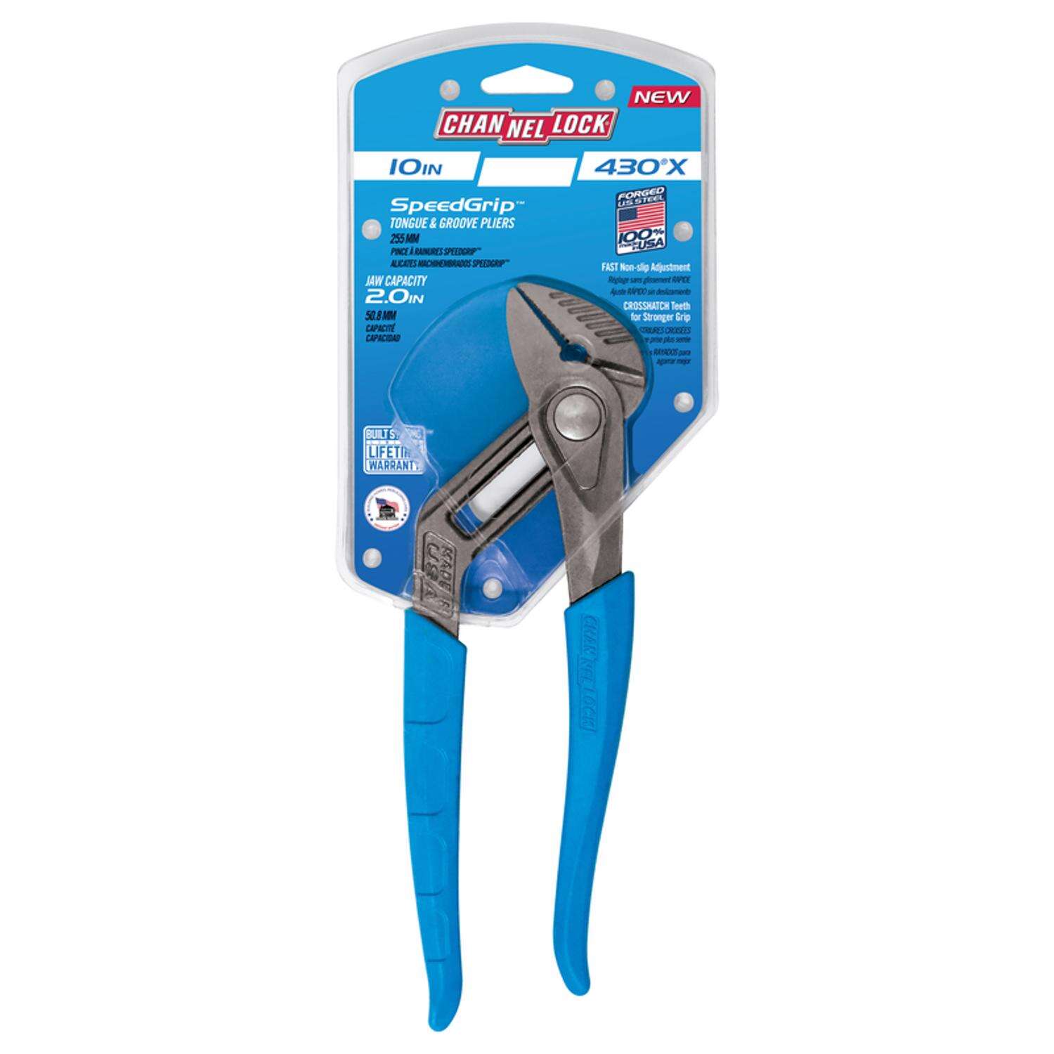 Channellock SpeedGrip 9.5 in Carbon Steel Push Button Tongue and Groove Pliers