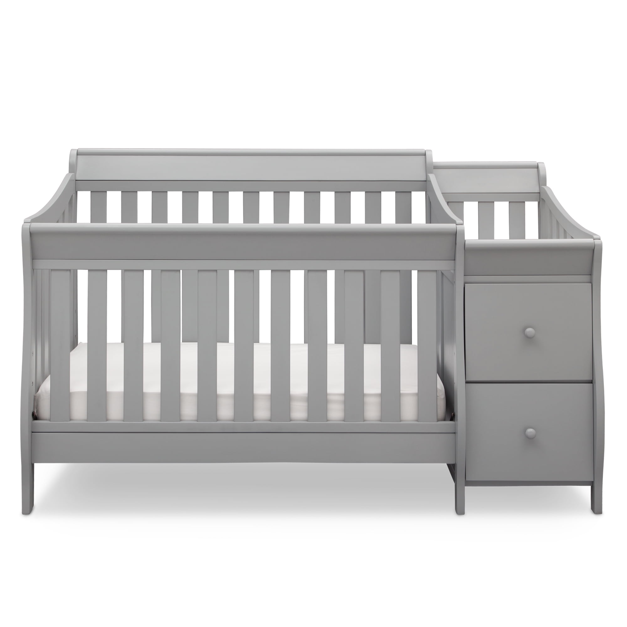 Delta Children Bentley “S” 4-in-1 Convertible Crib and Changer. Greenguard Gold Certified. Grey