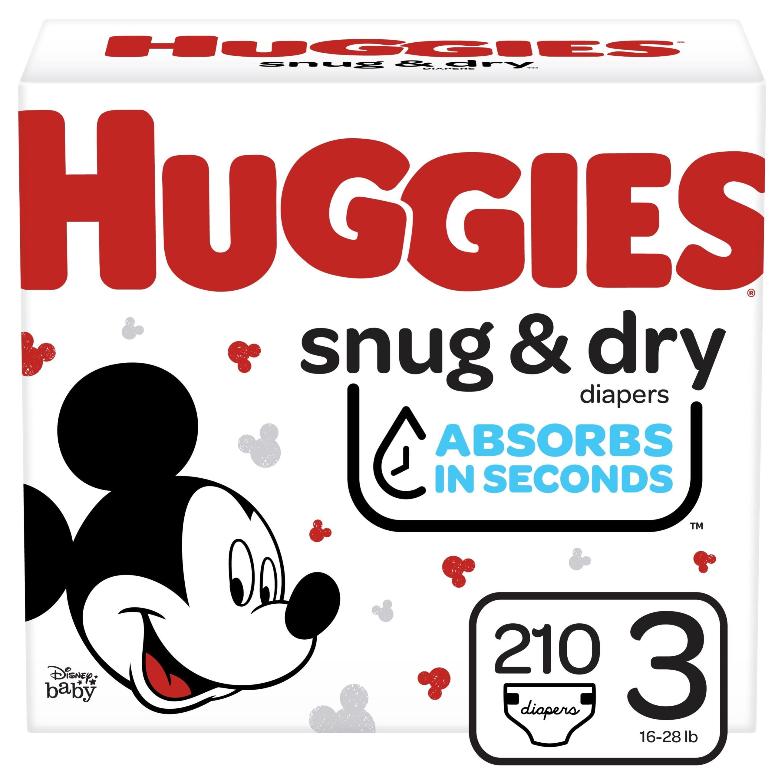 Huggies Little Snugglers Baby Diapers. 210 Ct. Size 3 (16-28 lb)