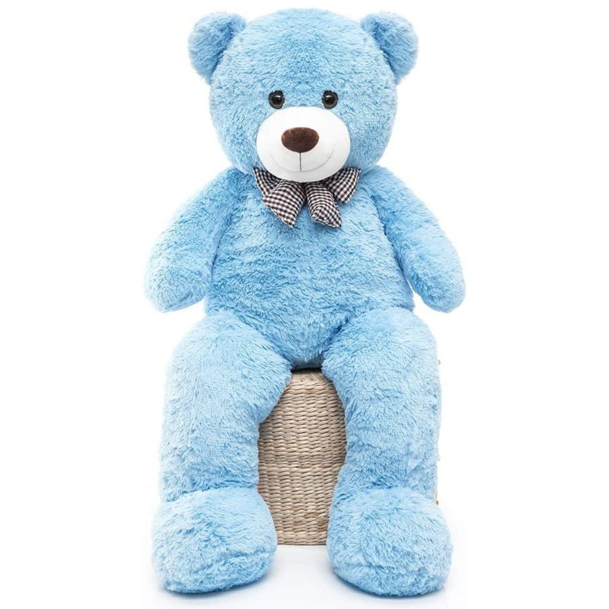 MorisMos Giant Teddy Bear 4ft Stuffed Animal Soft Big Bear Plush Toy. Blue