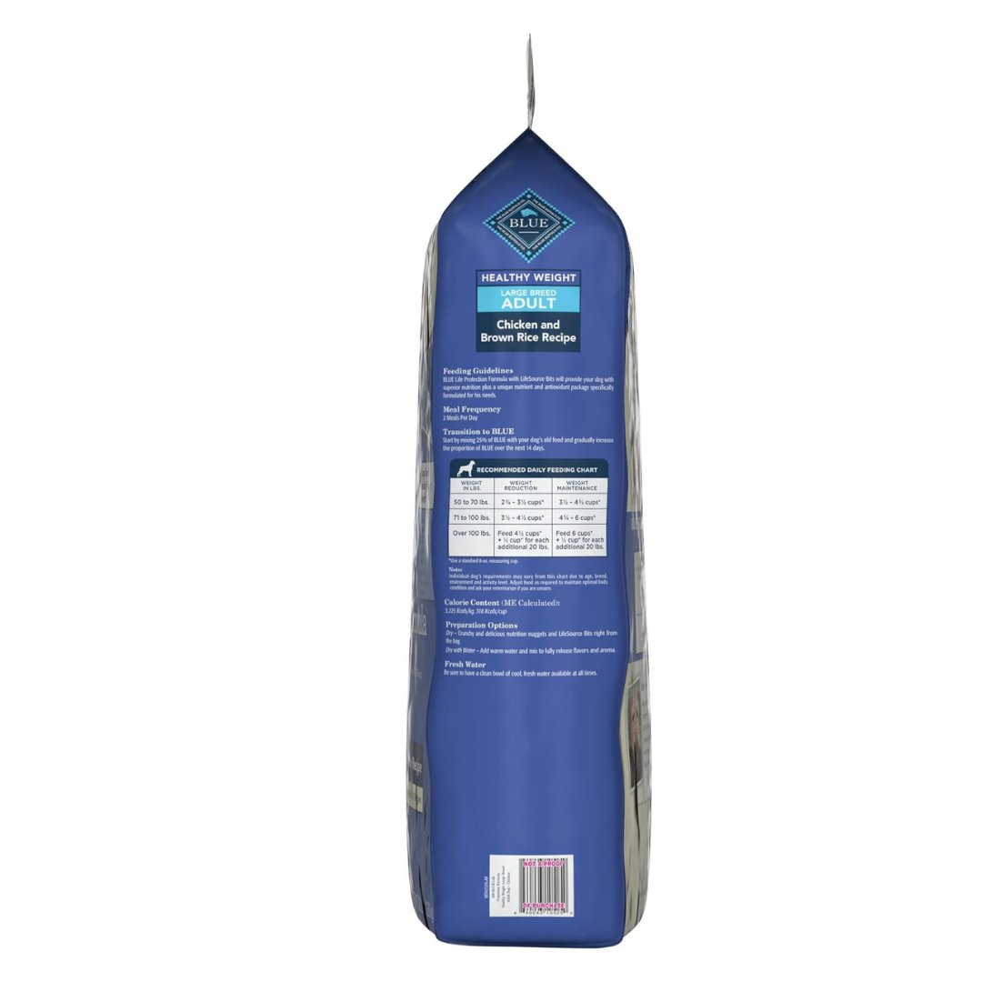 Blue Buffalo Blue Life Protection Formula Natural Adult Large Breed Healthy Weight Chicken and Brown Rice Dry Dog Food. 30 lbs.