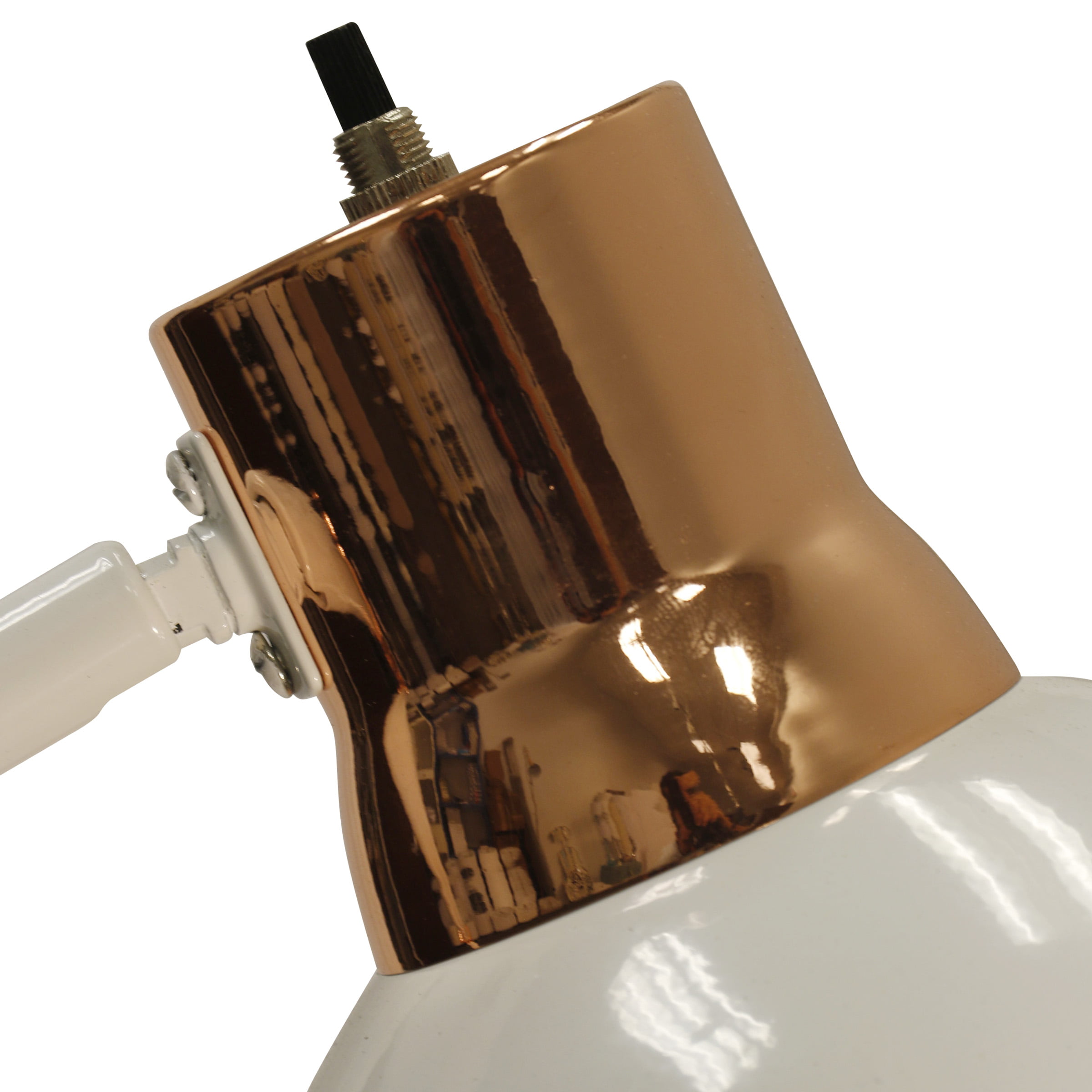 Copper & White - Metal Task Adjustable Floor Lamp - White Finish - White Metal Shade