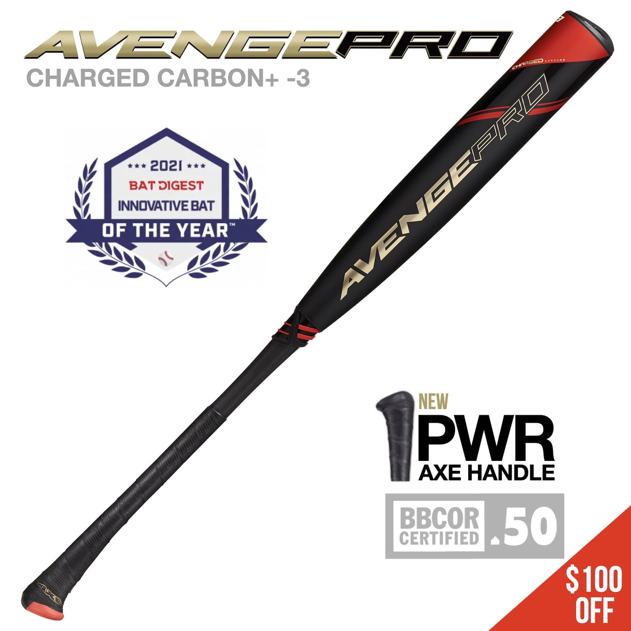 Axe Bat 2022 Avenge Pro Composite (-3) BBCOR Baseball - POWER AXE HANDLE